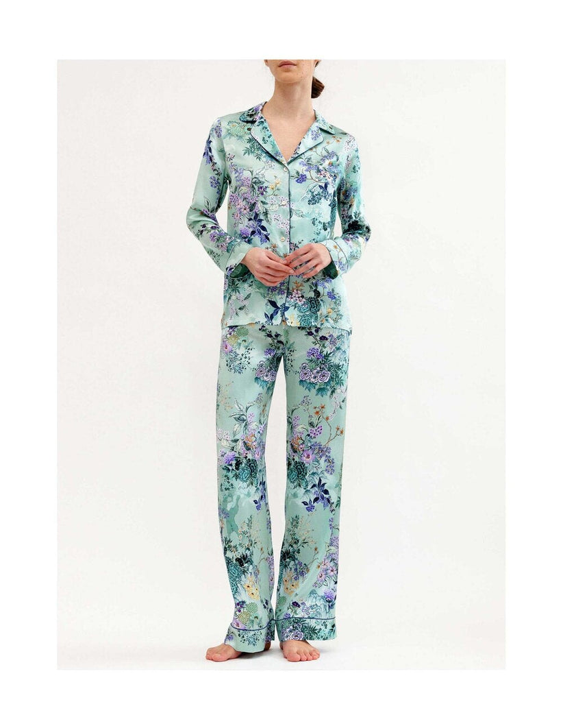 MENG Green Pagoda Silk Satin Pyjama Set Pyjama 