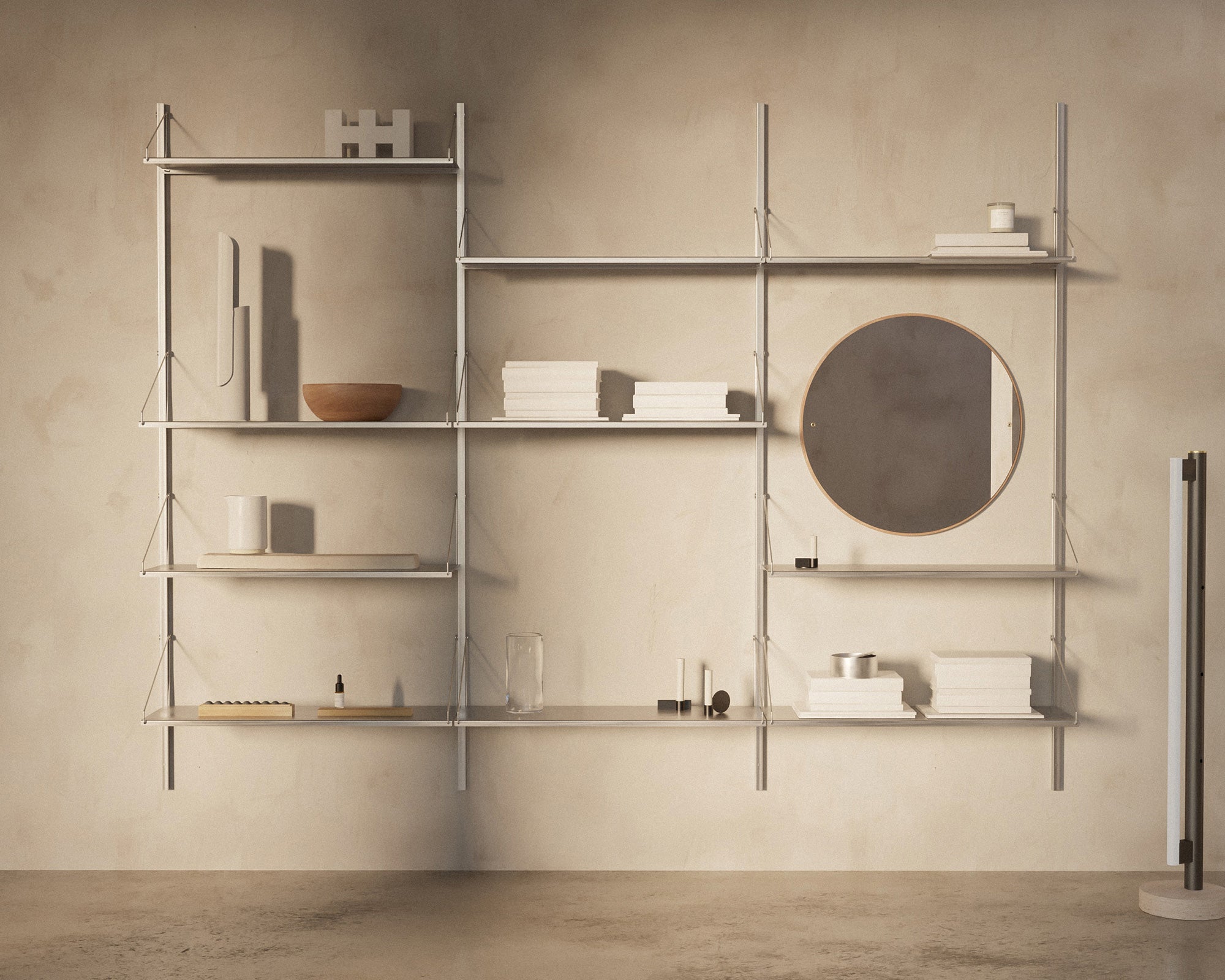 FRAMA - シェルフライブラリー トリプルセクション | ステンレススチール | H185.2 / W80