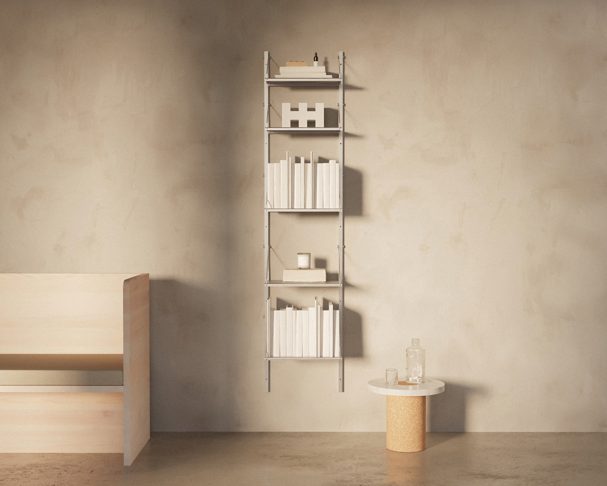 FRAMA - シェルフライブラリ シングルセクション | ステンレススチール | H185.2 / W40