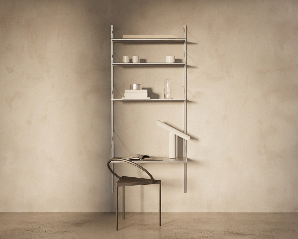 FRAMA - Shelf Library Add-on Desk Section | Stainless Steel | H185.2 / W80 FRAMA