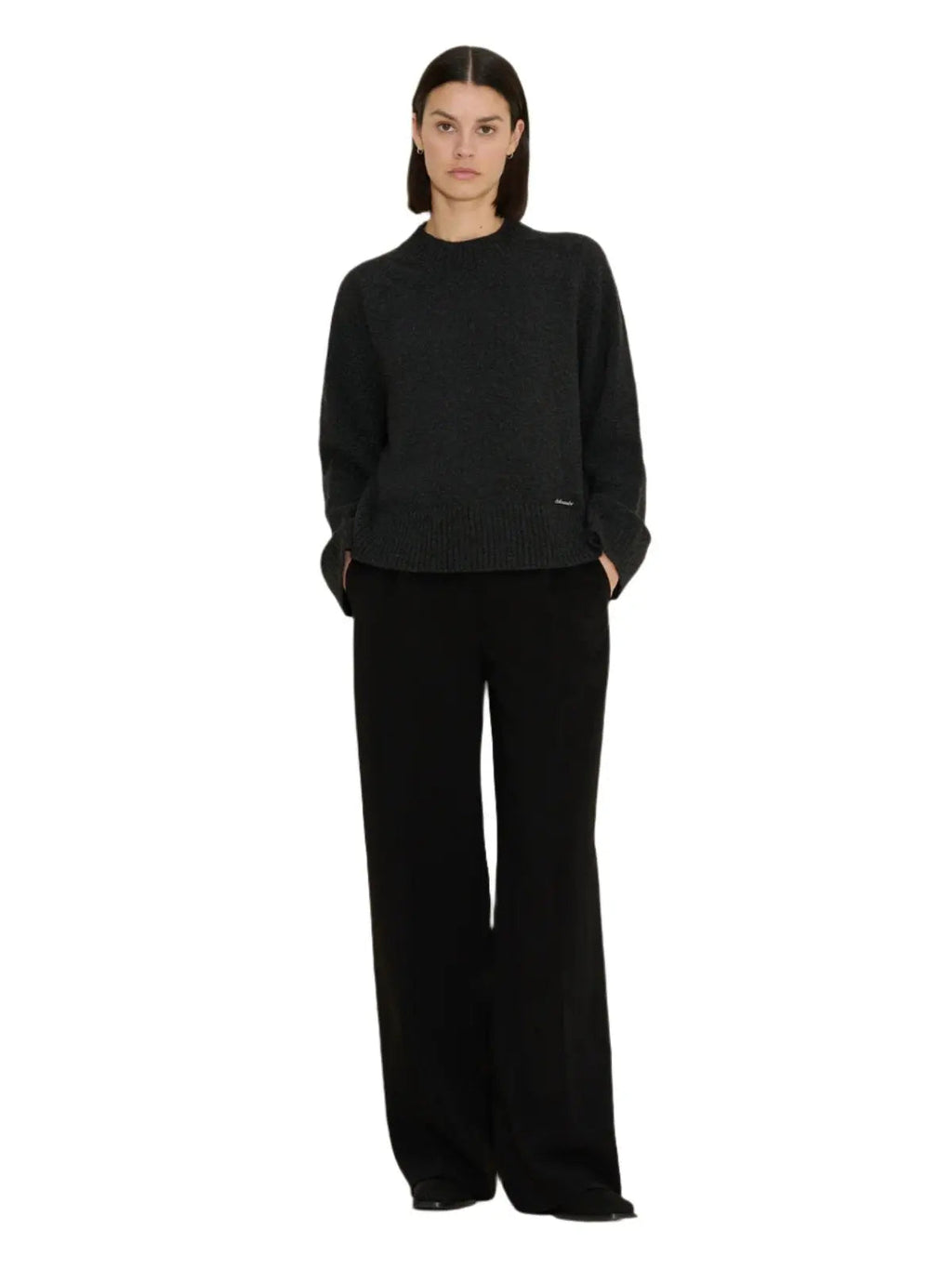 W. Lambswool knit Crew Dk. Grey Holzweiler