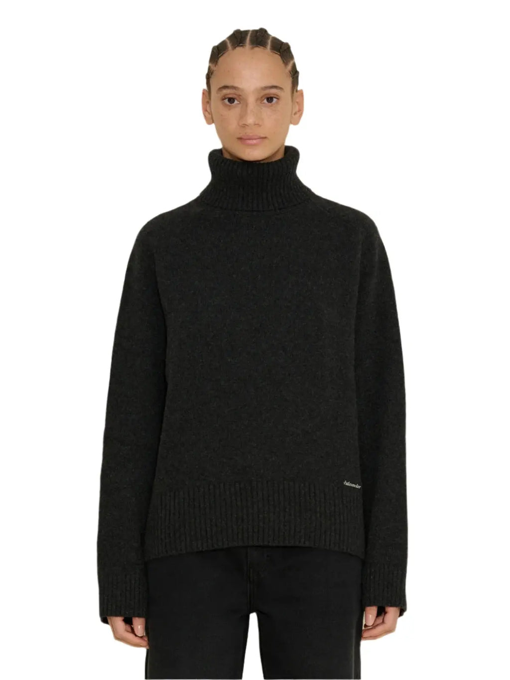 W. Lambswool Knit Turtle Dk. Grey Holzweiler