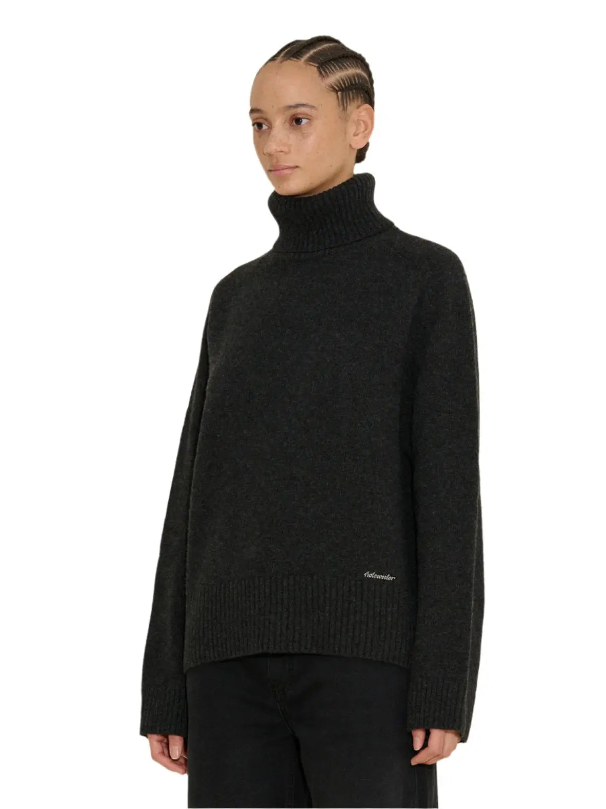 W. Lambswool Knit Turtle Dk. Grey Holzweiler