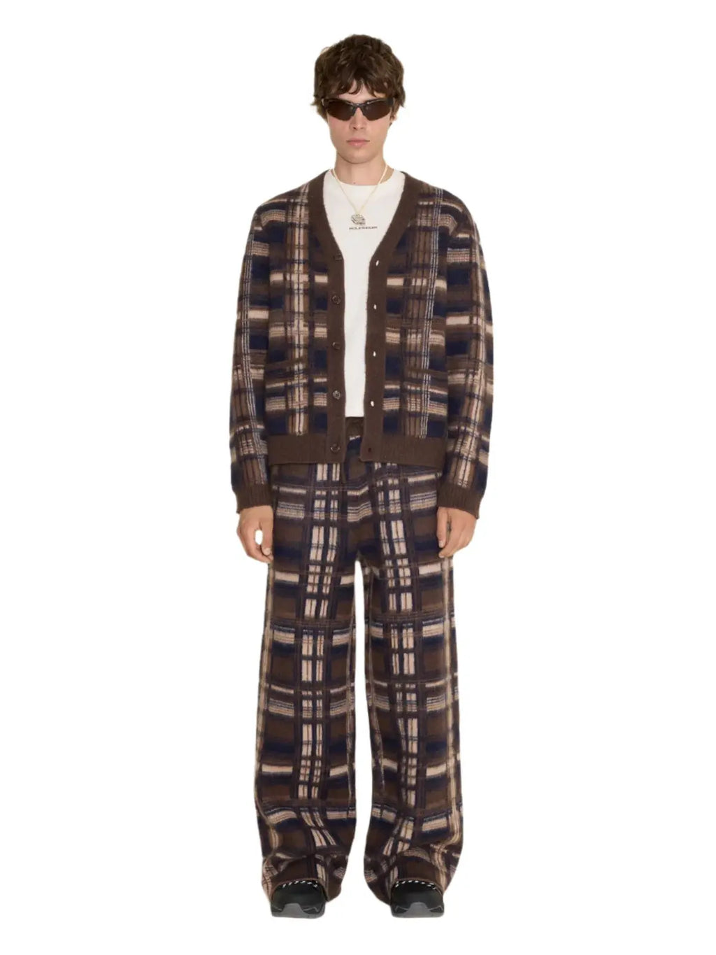 Ace Check Knit Trousers Brown Check Holzweiler