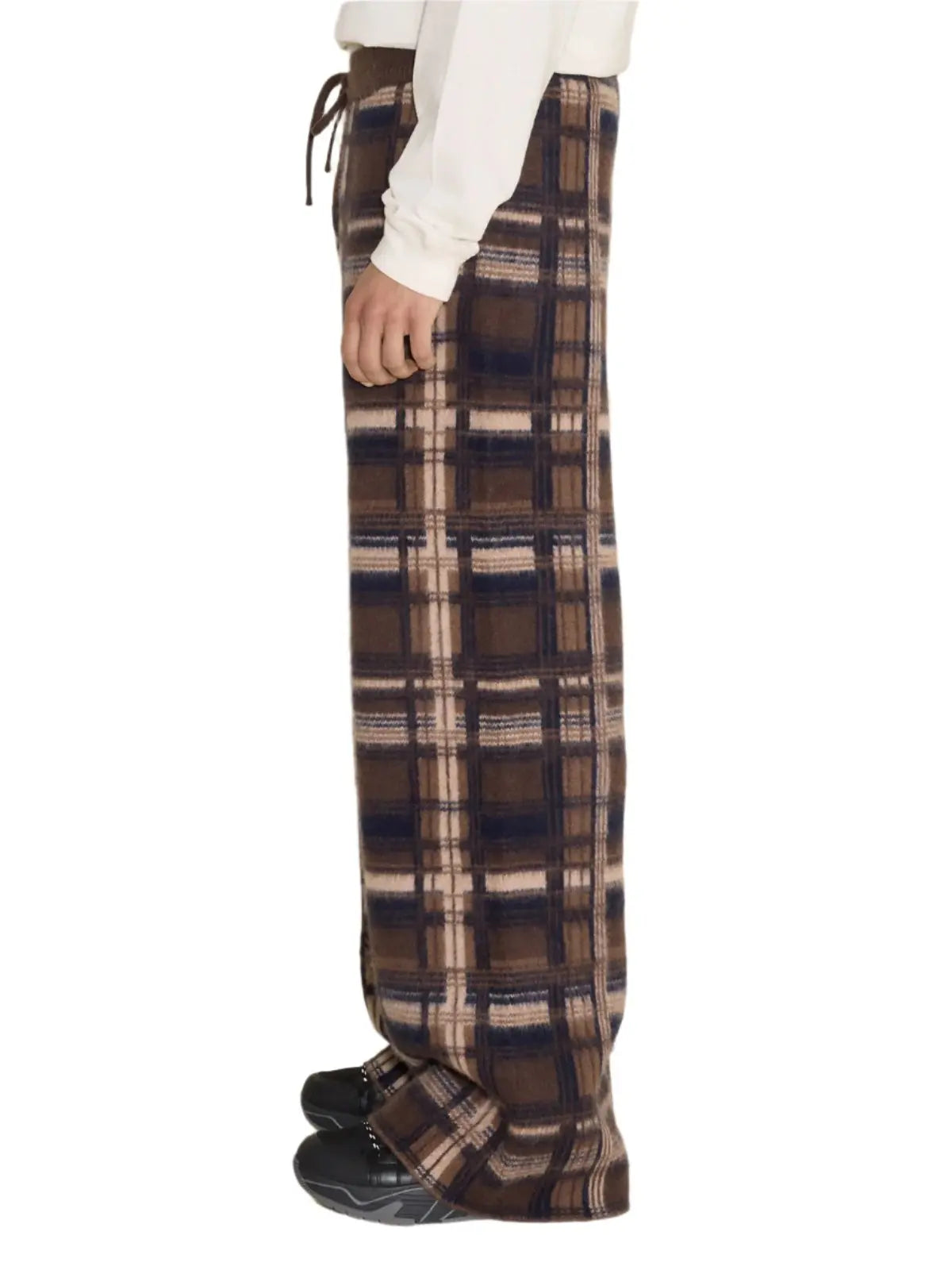 Ace Check Knit Trousers Brown Check Holzweiler