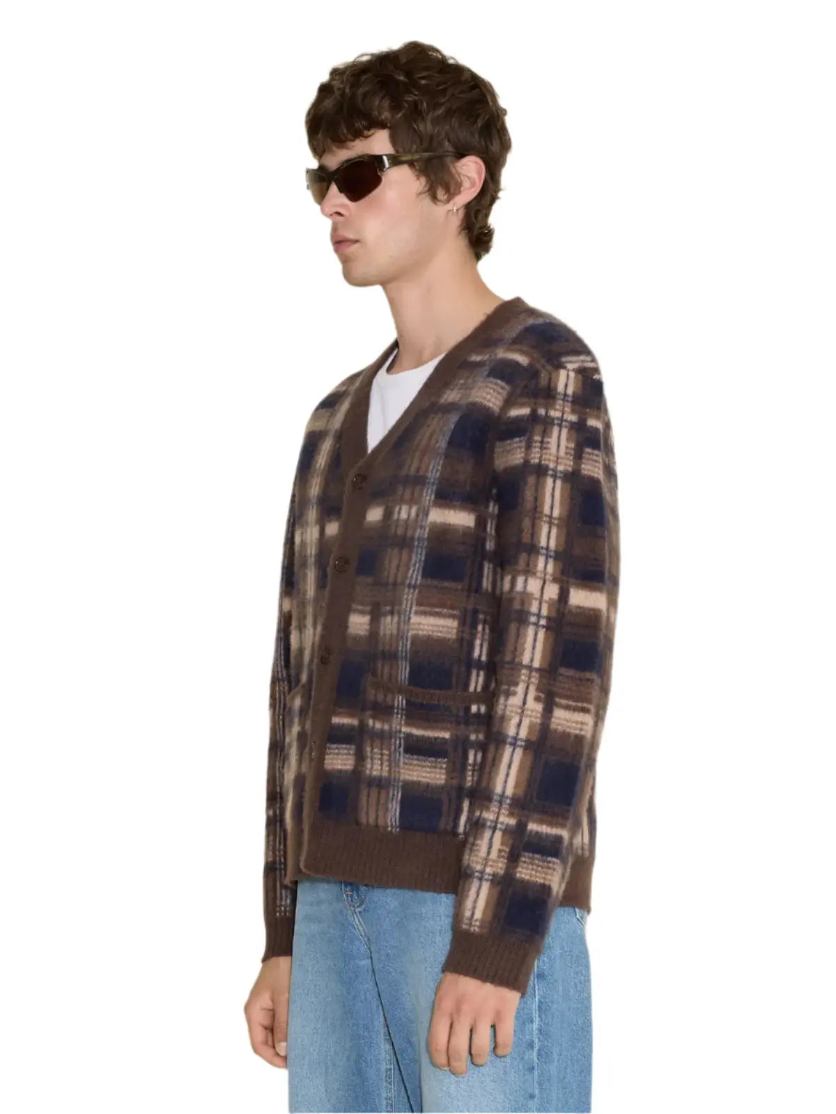 Covert Check Cardigan Brown Check Holzweiler