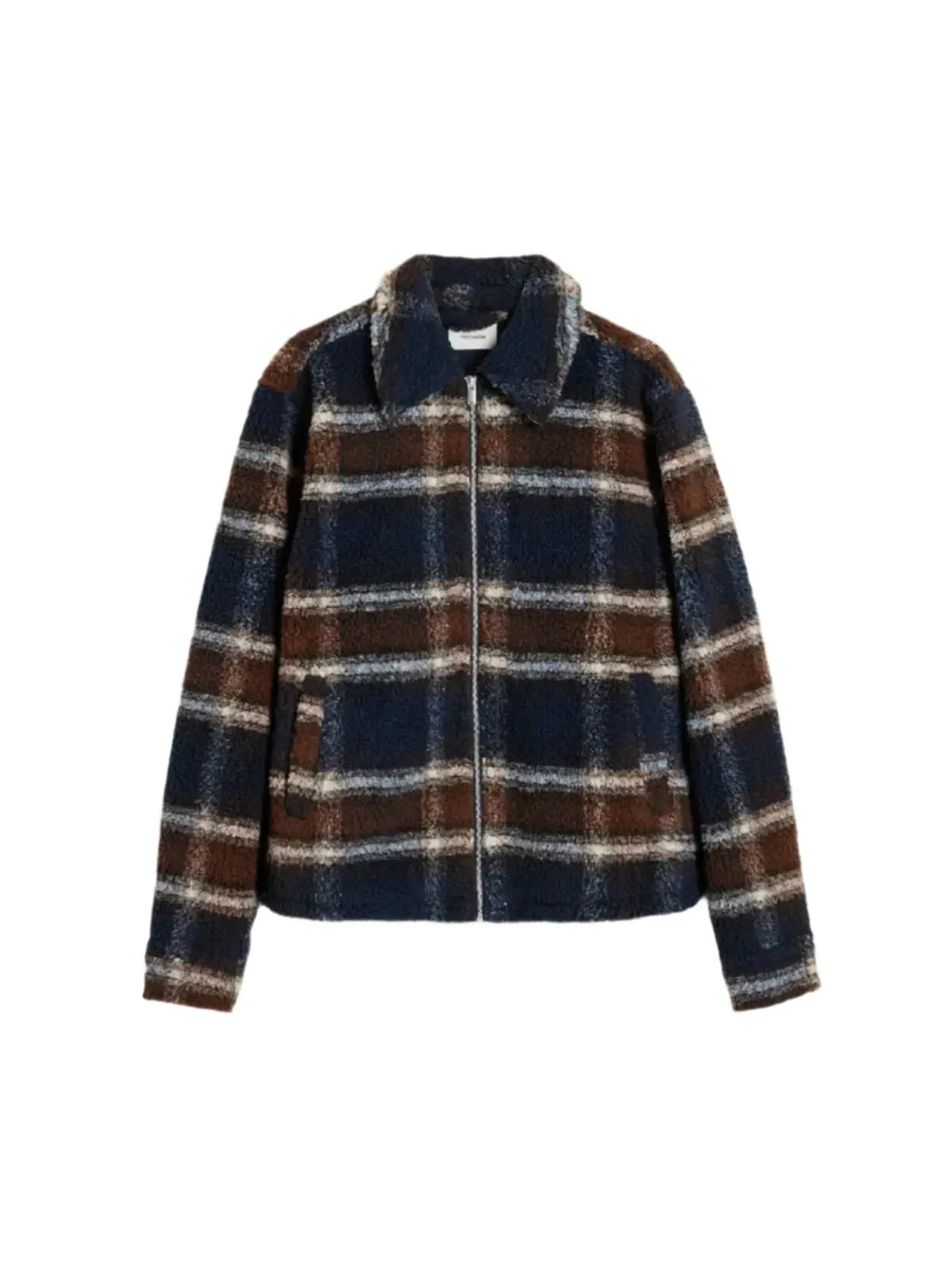 Elix Check Fleece Jacket Brown Holzweiler