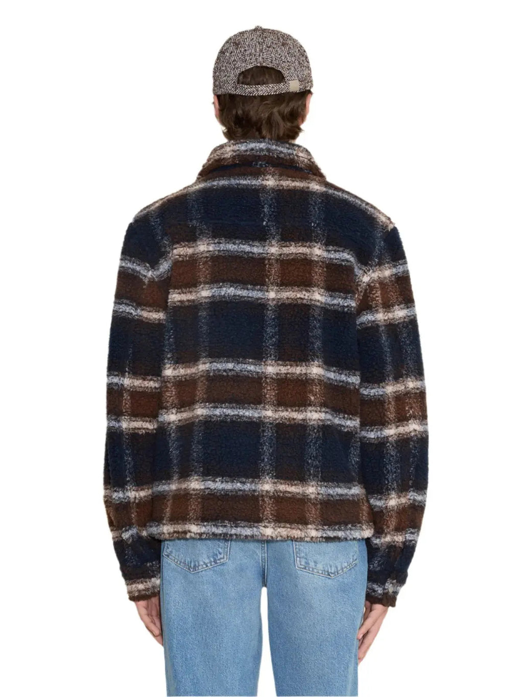 Elix Check Fleece Jacket Brown Holzweiler