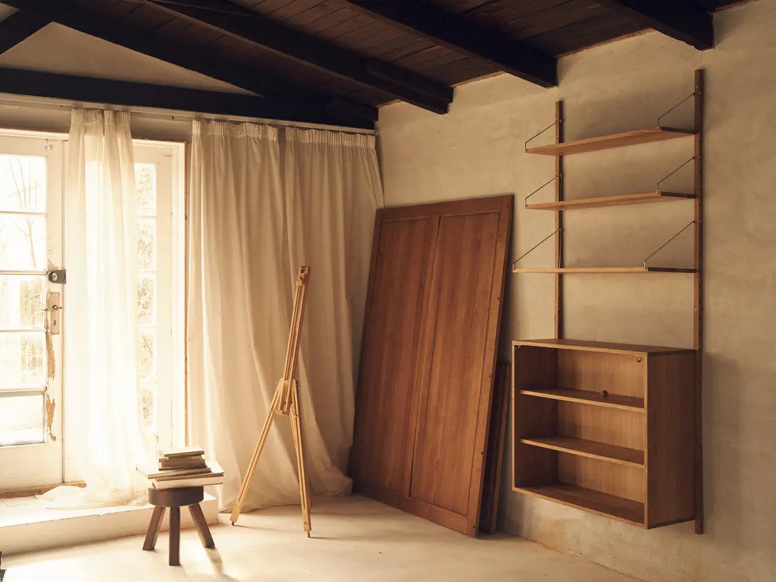 Shelf Library Canvas Cabinet Section | Natural Oak  / Canvas |  H 1852 / W80 Frama