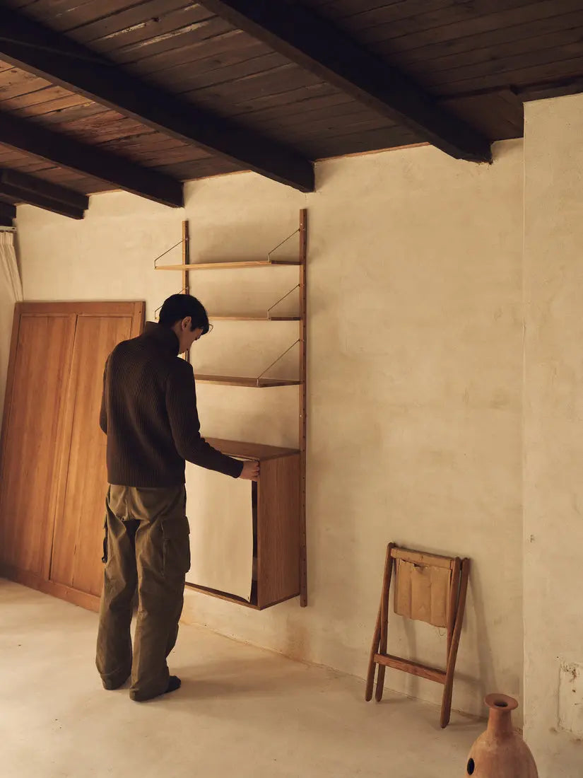 Shelf Library Canvas Cabinet Section | Natural Oak  / Canvas |  H 1852 / W80 Frama