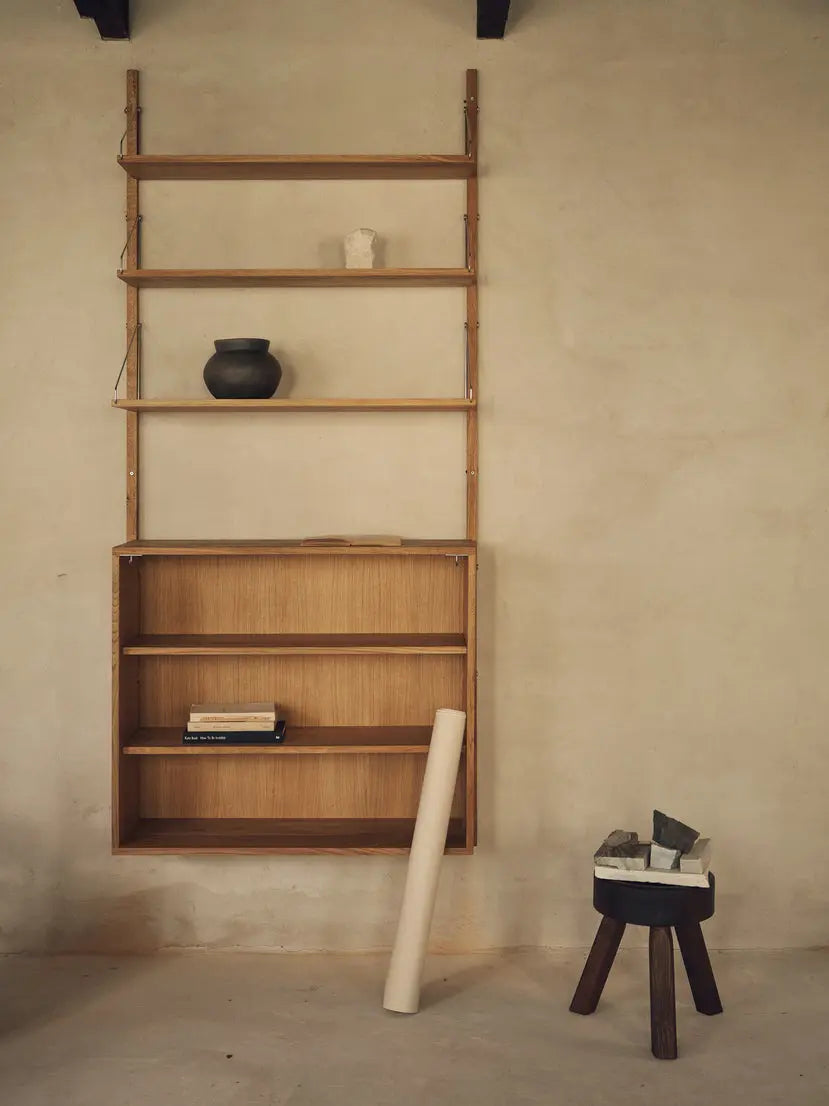 Shelf Library Canvas Cabinet Section | Natural Oak  / Canvas |  H 1852 / W80 Frama