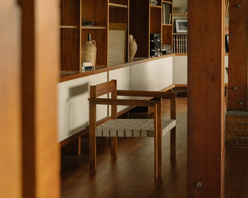 FRAMA - Symmetry Easy Chair | Honey Ash Wood / Oat Fabric