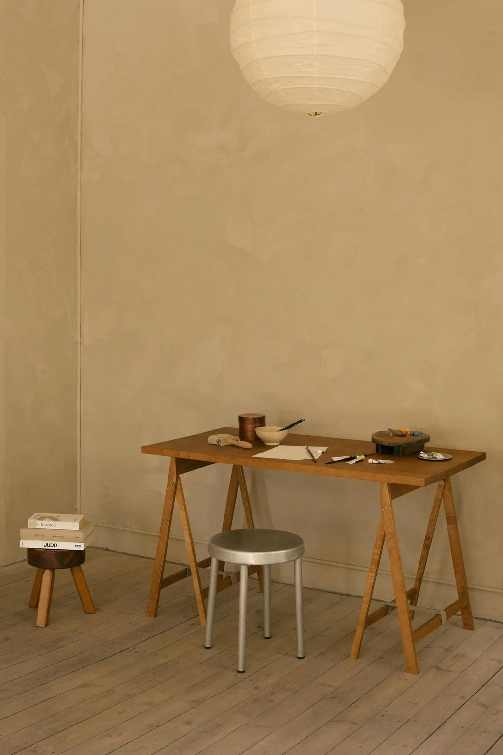 Folding Flat Trestle Table | Warm Brown Birch Frama