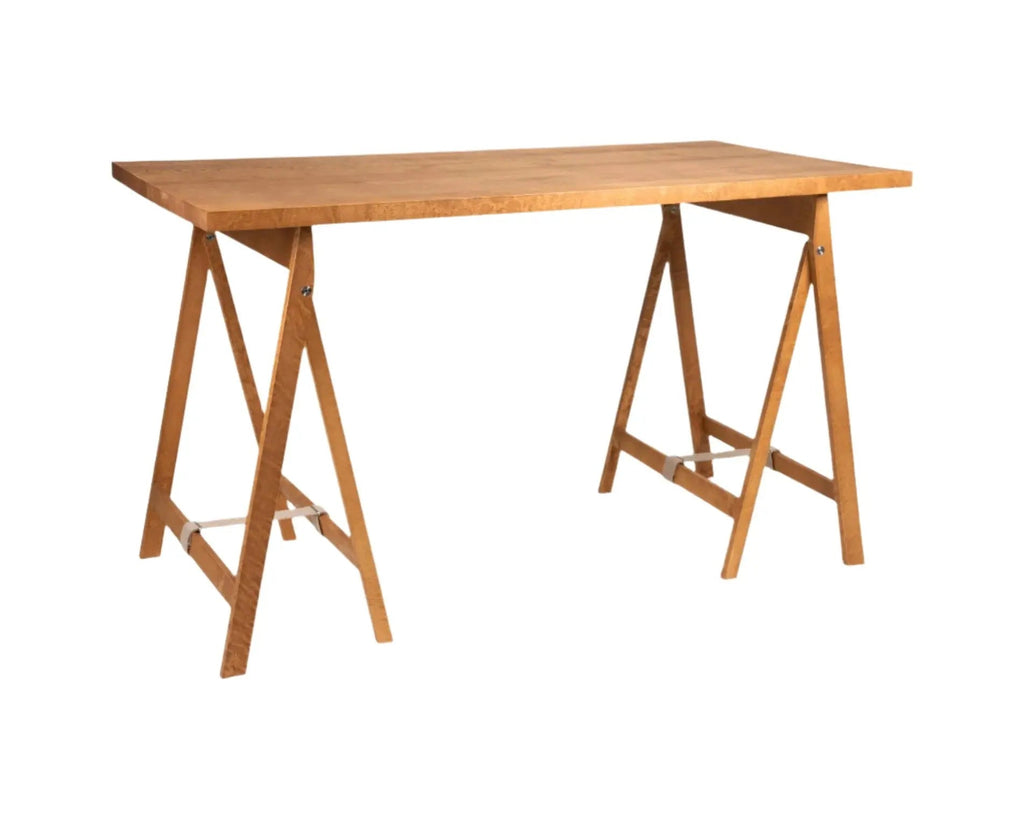 Folding Flat Trestle Table | Warm Brown Birch Frama