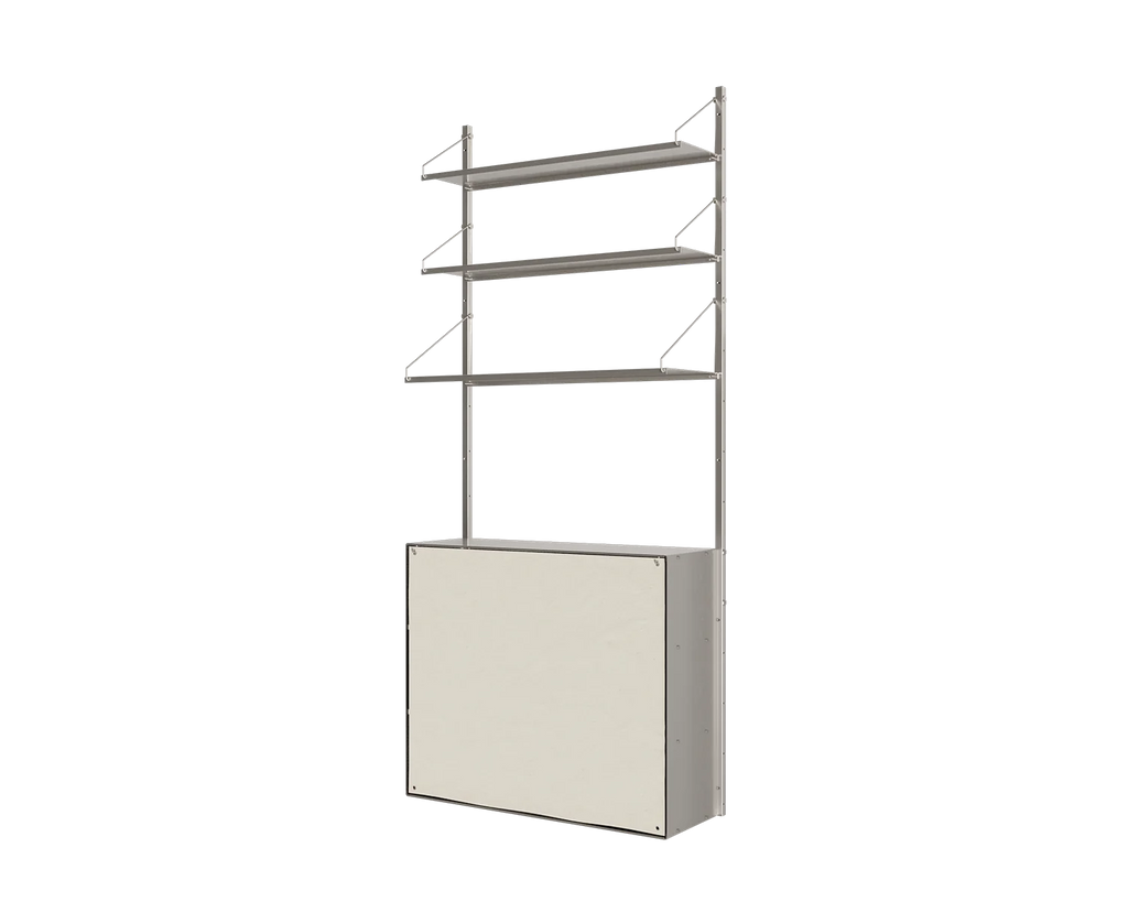 FRAMA - Shelf Library Canvas Cabinet Section | Stainless Steel / Canvas | H185.2 / W80 FRAMA
