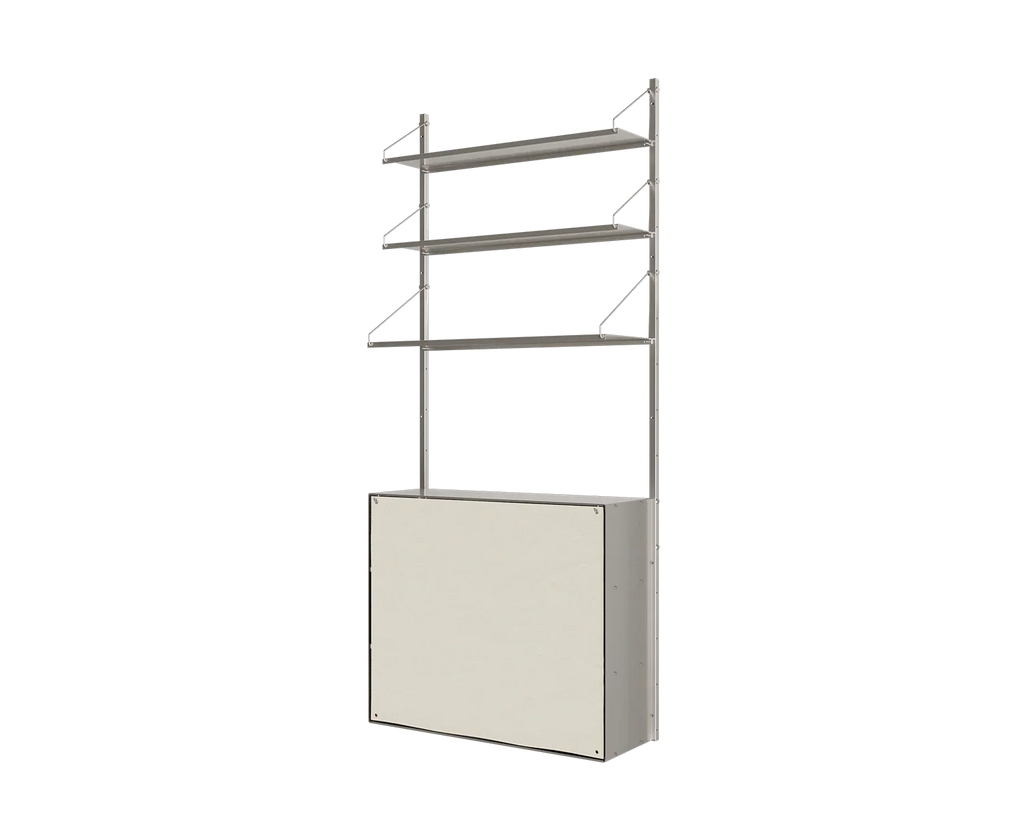 FRAMA - Shelf Library Canvas Cabinet Section | Stainless Steel / Canvas | H185.2 / W80 Frama