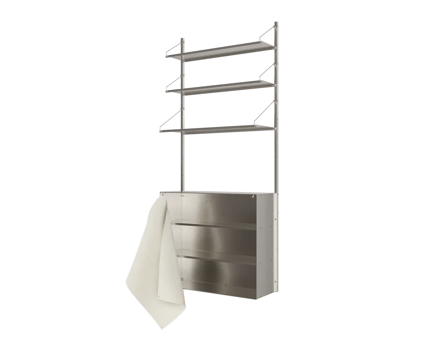 FRAMA - Shelf Library Canvas Cabinet Section | Stainless Steel / Canvas | H185.2 / W80 Frama