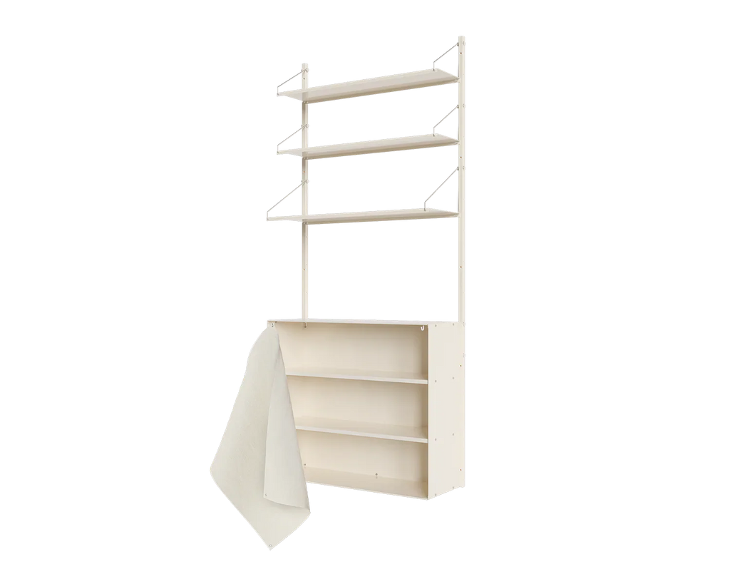 FRAMA - Shelf Library Canvas Cabinet Section | Warm White Steel / Canvas | H185.2 / W80 Frama