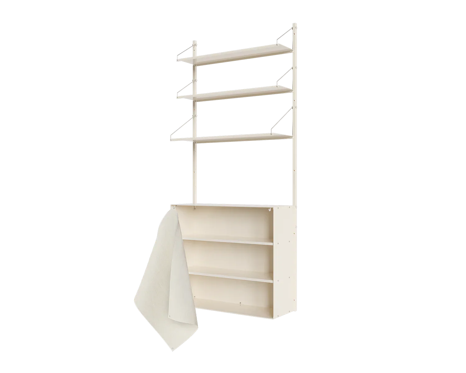 FRAMA - Shelf Library Canvas Cabinet Section | Warm White Steel / Canvas | H185.2 / W80 Frama