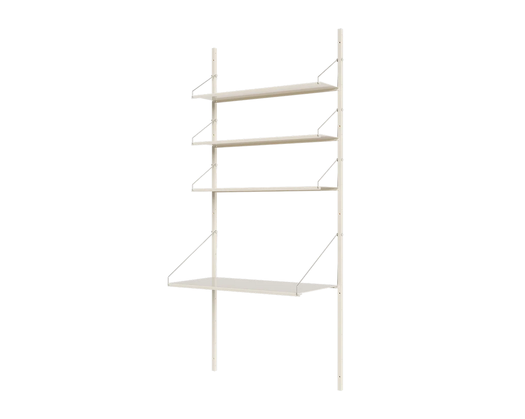 FRAMA - Shelf Library Desk Section | Warm White Steel | H185.2 / W80 FRAMA