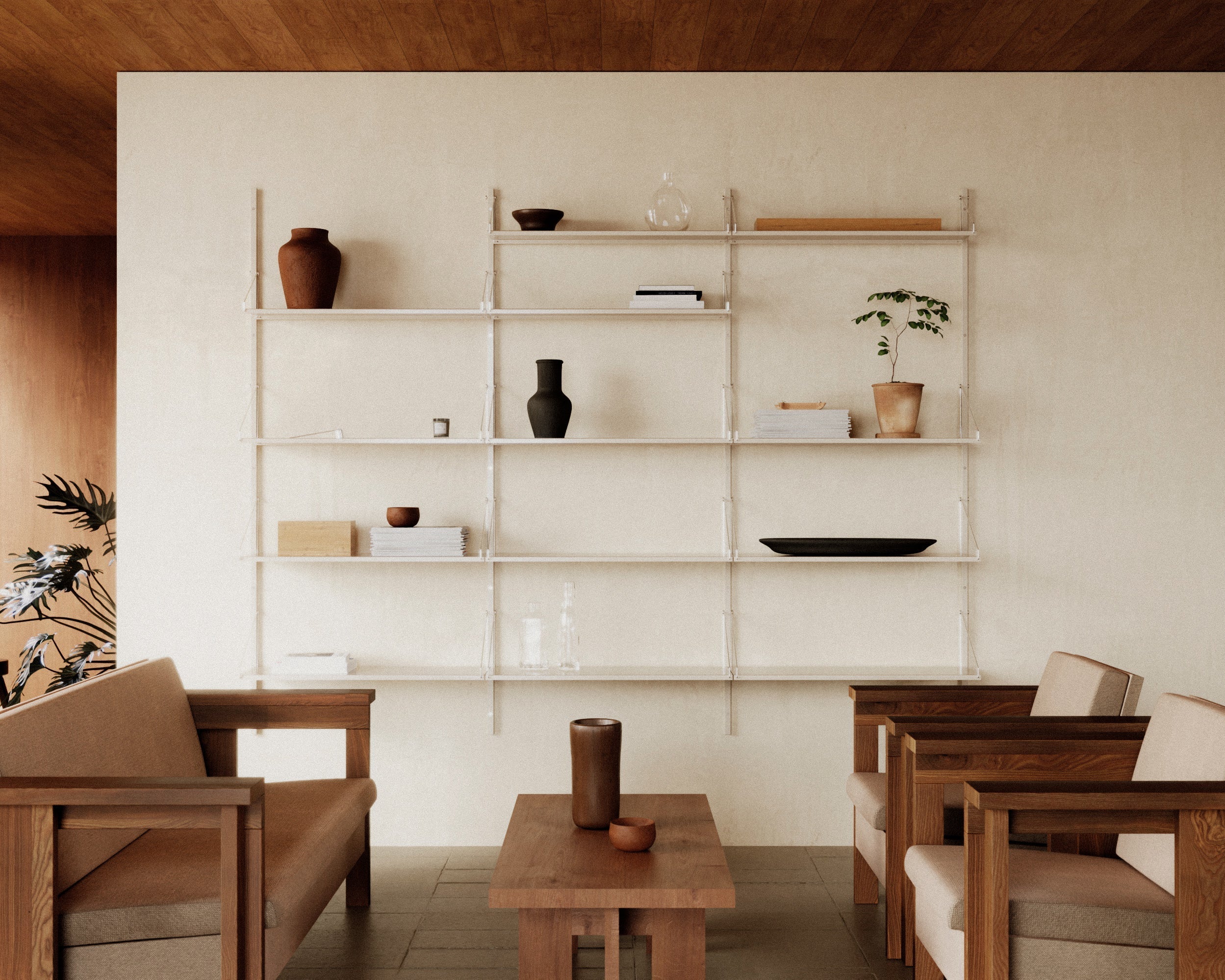 FRAMA - Shelf Library Single Section | Warm White Steel | H185.2 / W80 FRAMA