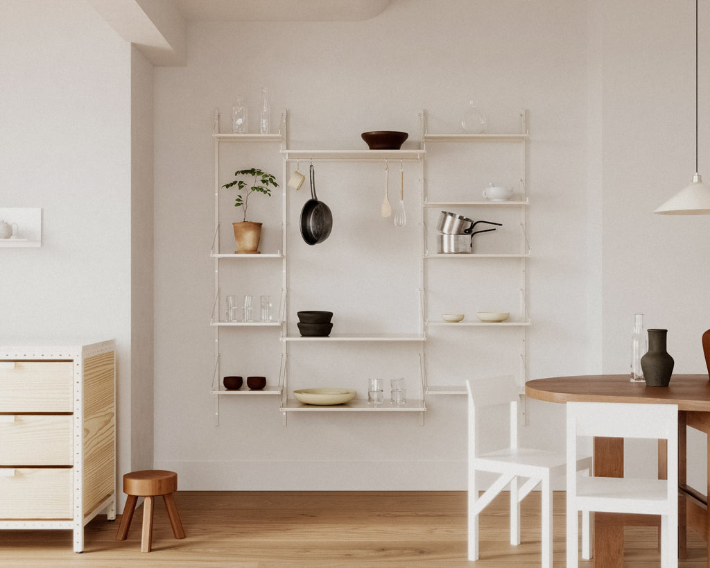 FRAMA - Shelf Library Single Section | Warm White Steel | H185.2 / W40 FRAMA