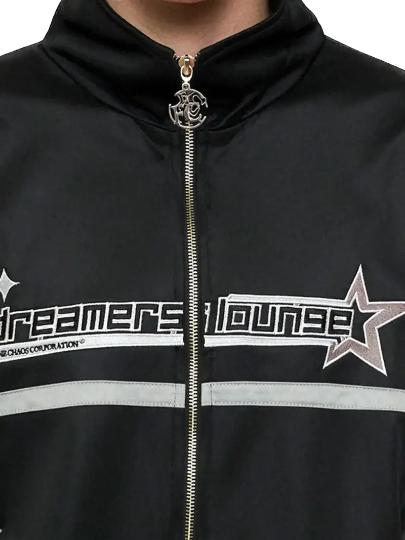 Dreamers Lounge Tracksuit Top - Black Fine Chaos