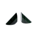 set of two cylinder of green marble cut in a triangle shape