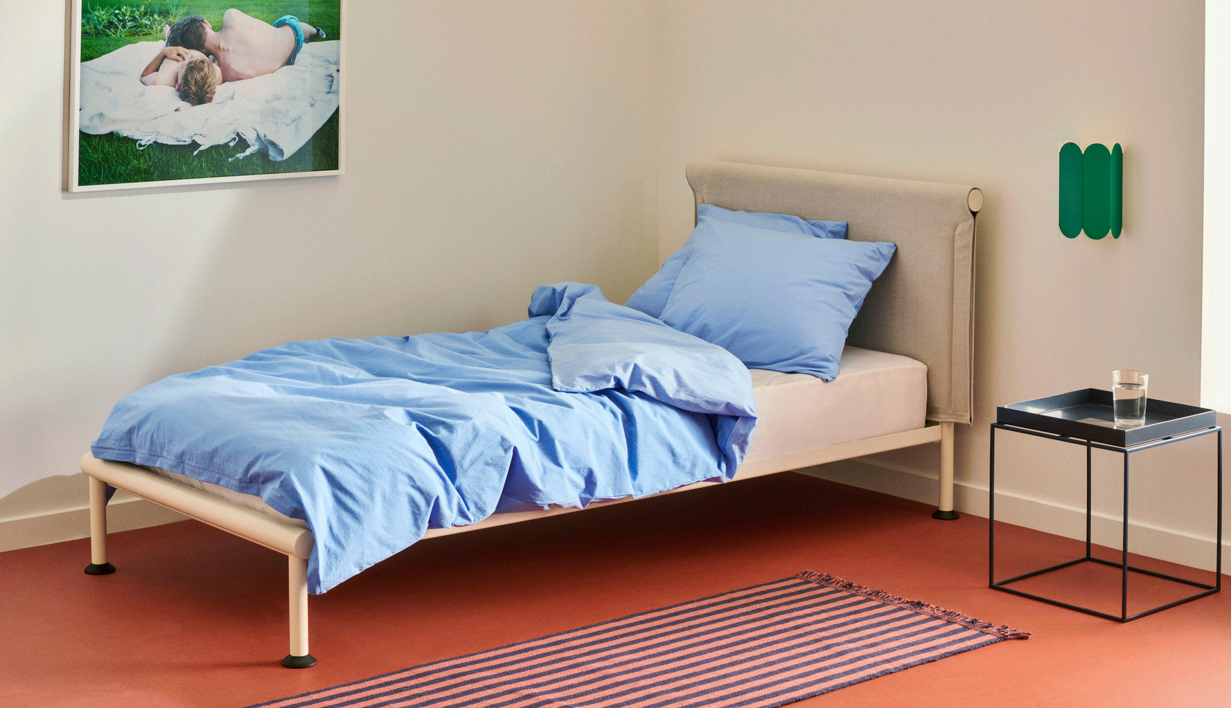 Tamoto Bed - Bone Powder Coated Steel Frame HAY