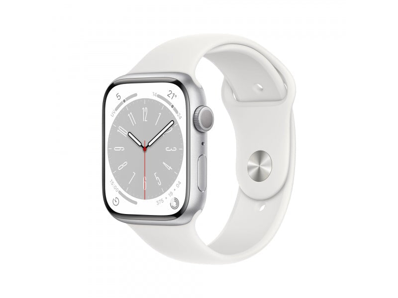 Apple Apple Watch Series 8 GPS 45mm Silver Alu Case White Sport Band Wearables 