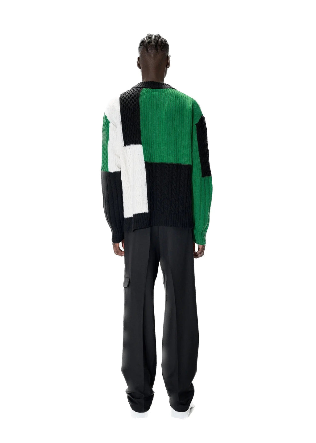 PAST TENSE Block Cable Crewneck Knit 