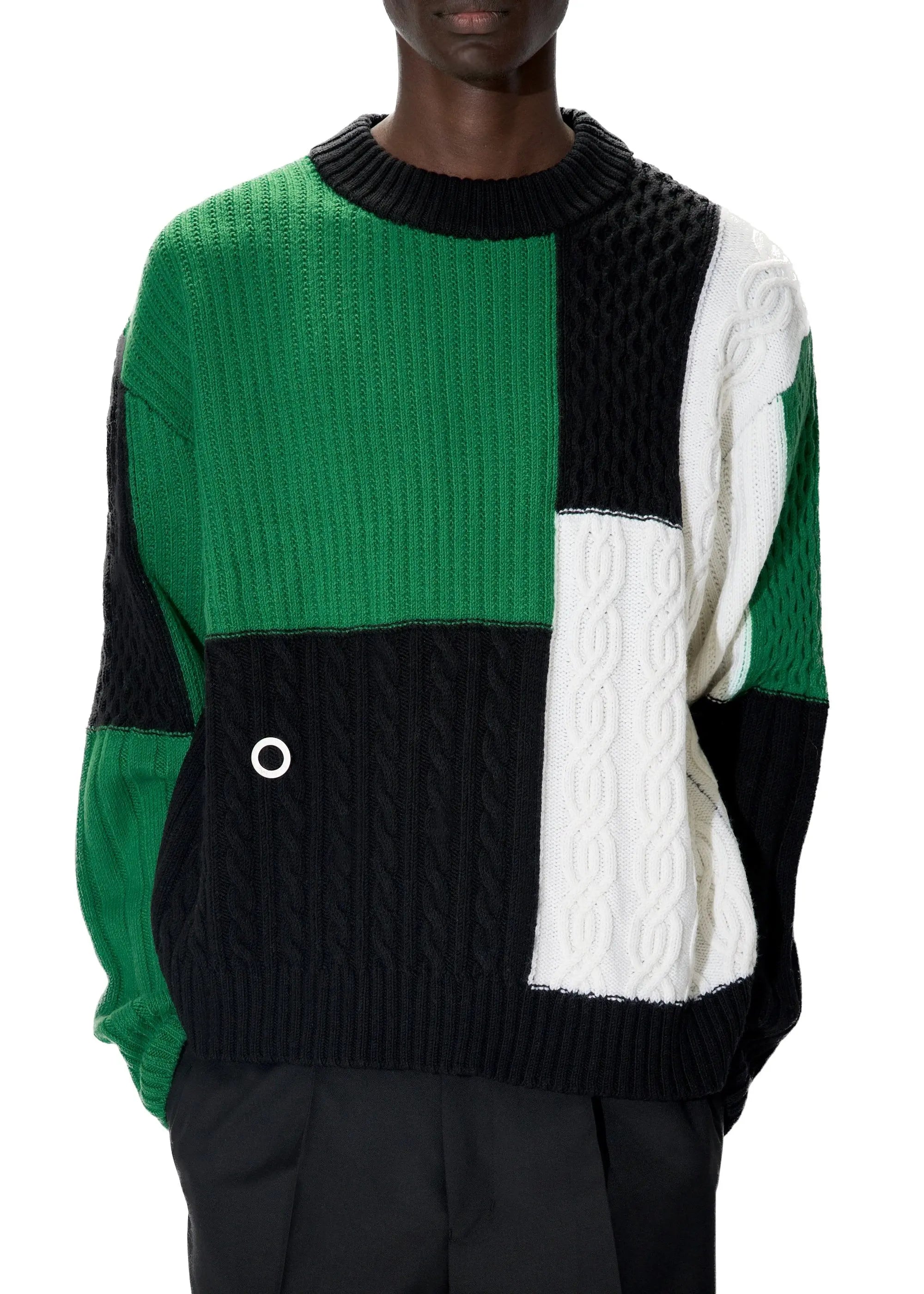 PAST TENSE Block Cable Crewneck Knit 