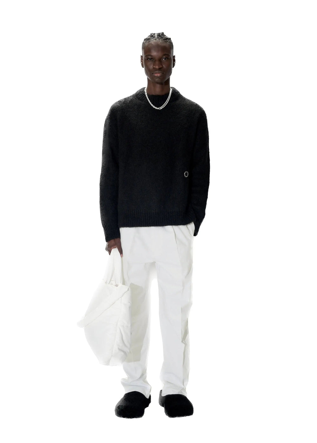 PAST TENSE Brushed Alpaca Crewneck Knit - Black 