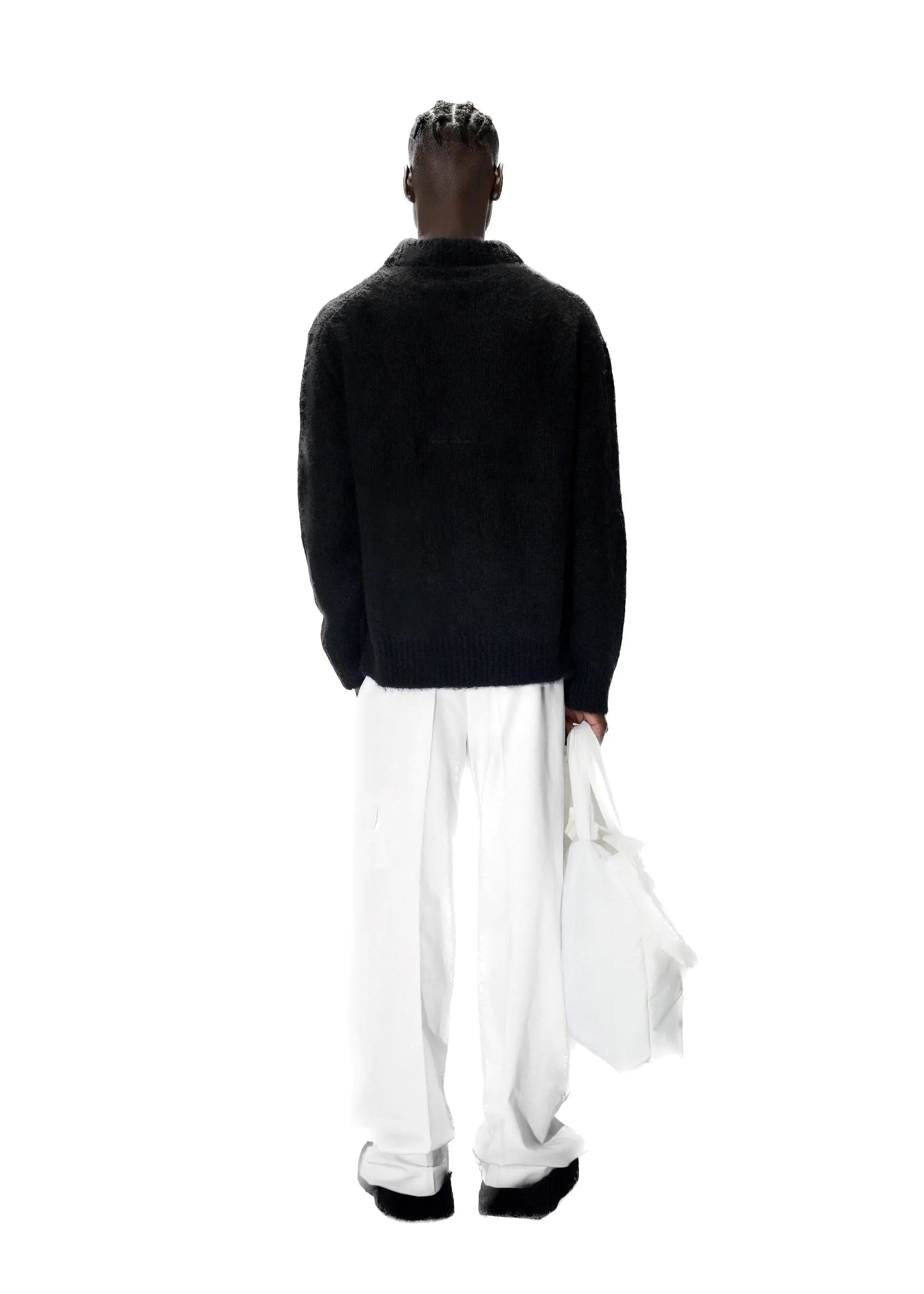 PAST TENSE Brushed Alpaca Crewneck Knit - Black 