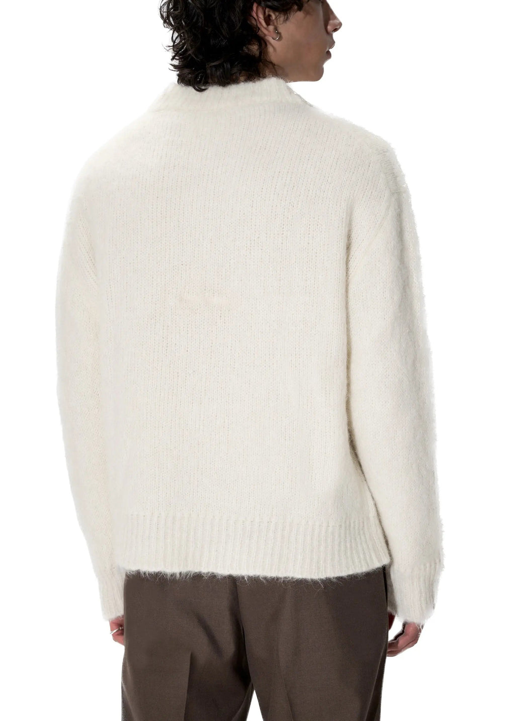 PAST TENSE Brushed Alpaca Crewneck Knit - Off White 