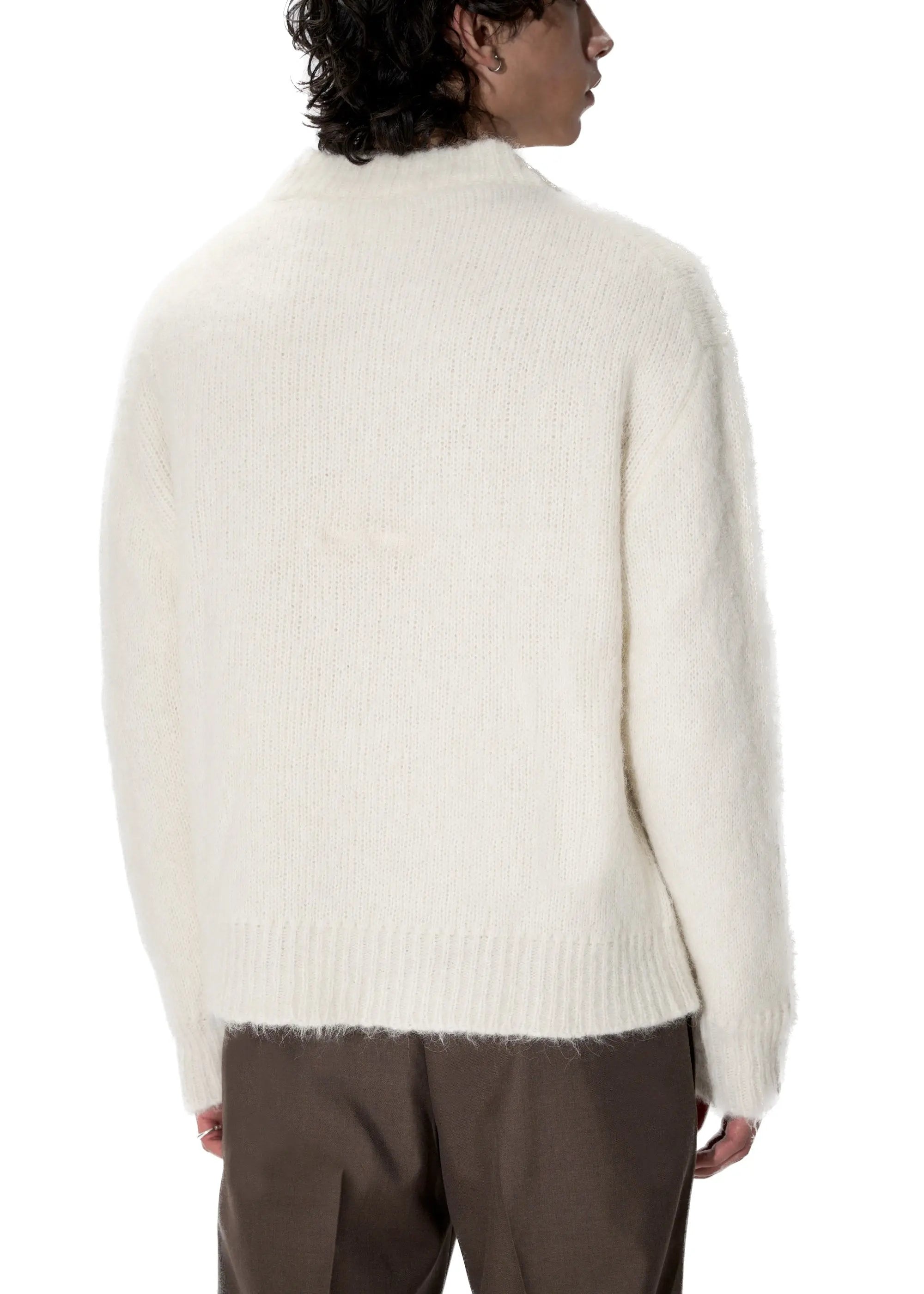 PAST TENSE Brushed Alpaca Crewneck Knit - Off White 