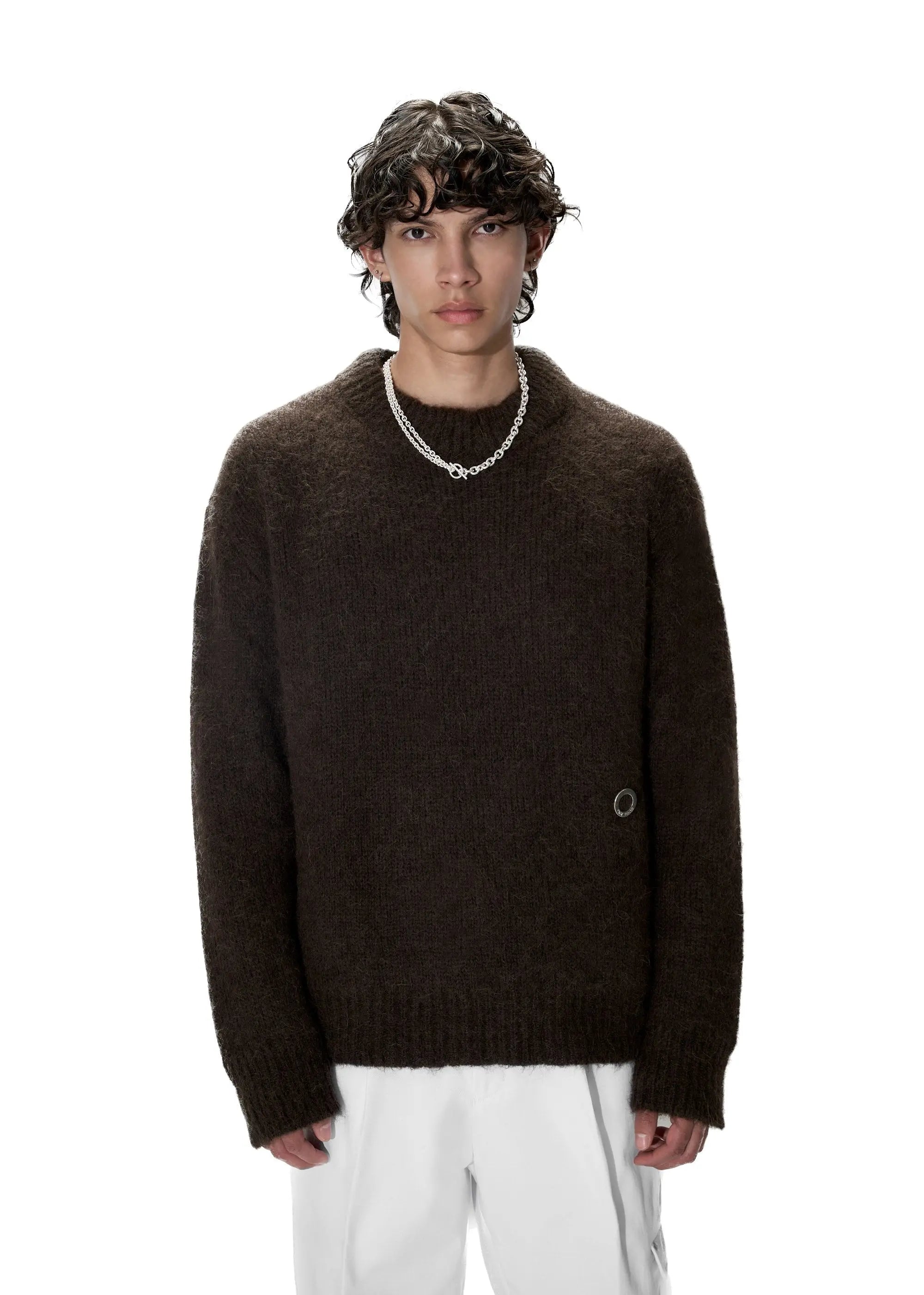PAST TENSE Brushed Alpaca Crewneck Knit - Taupe 