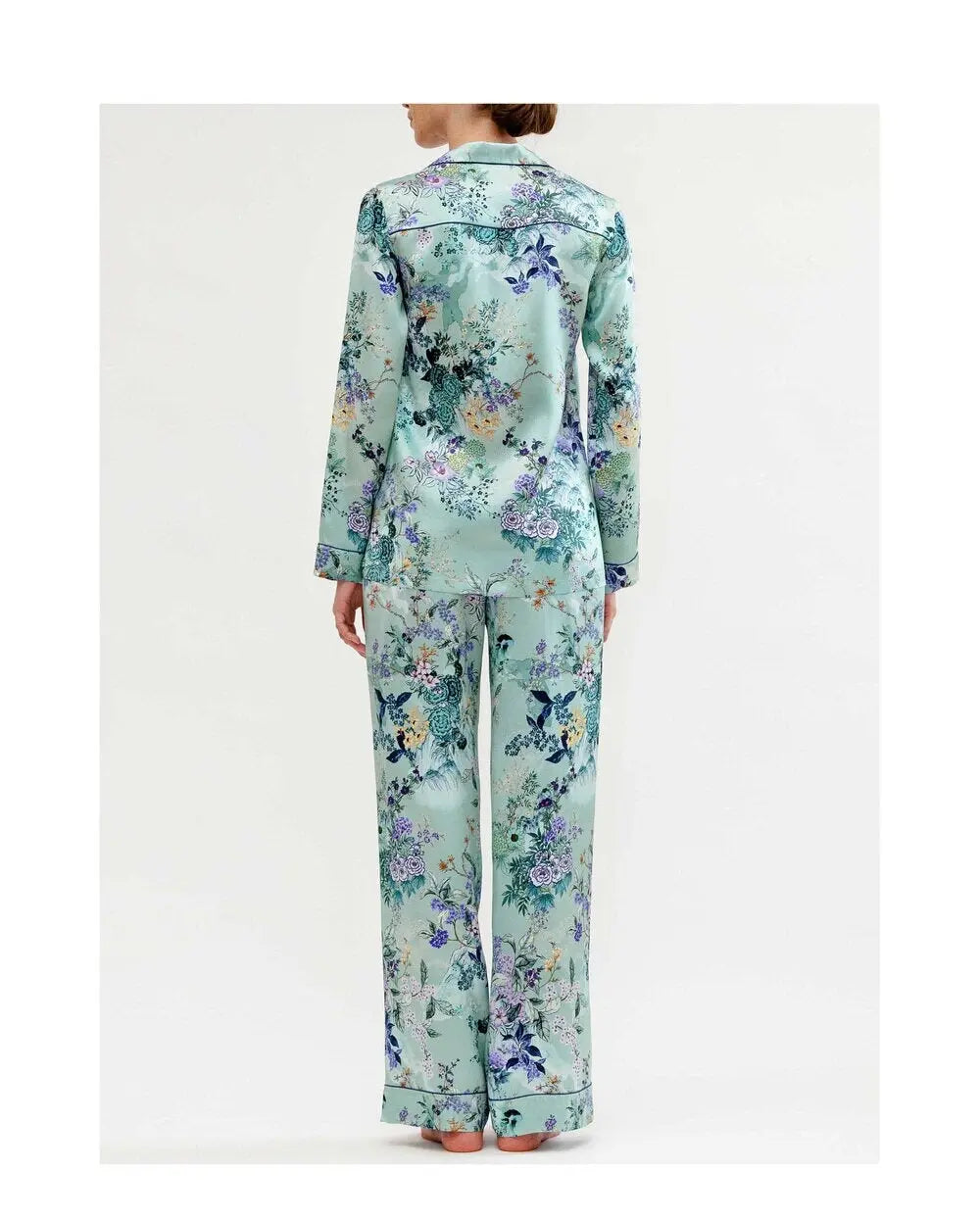 MENG Green Pagoda Silk Satin Pyjama Set Pyjama 