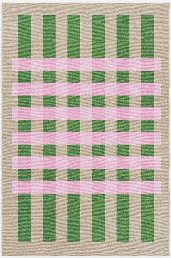 Jute Rug -  Pink and Green stripes Matias Moellenbach