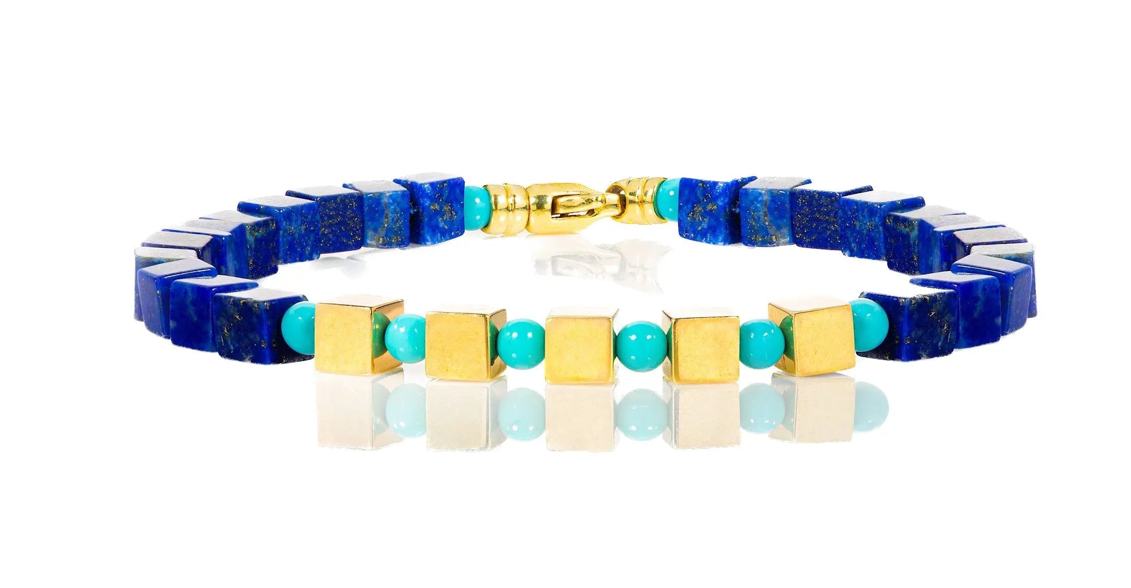 GUITAM JEWELRY LAPIS LAZULI CUBE BRACELET 