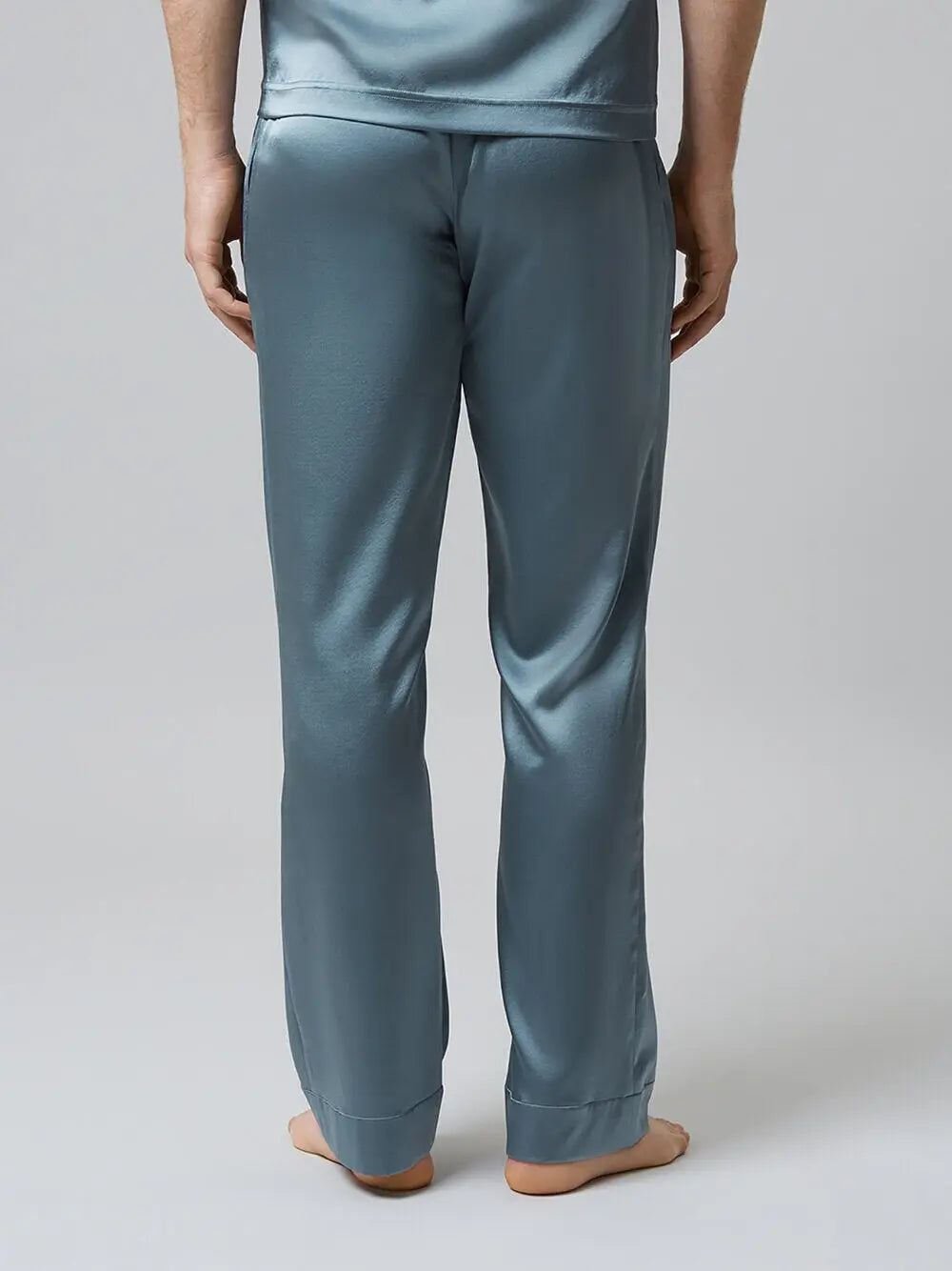 MENG Men’s Silver Silk Satin Pajama Bottoms 