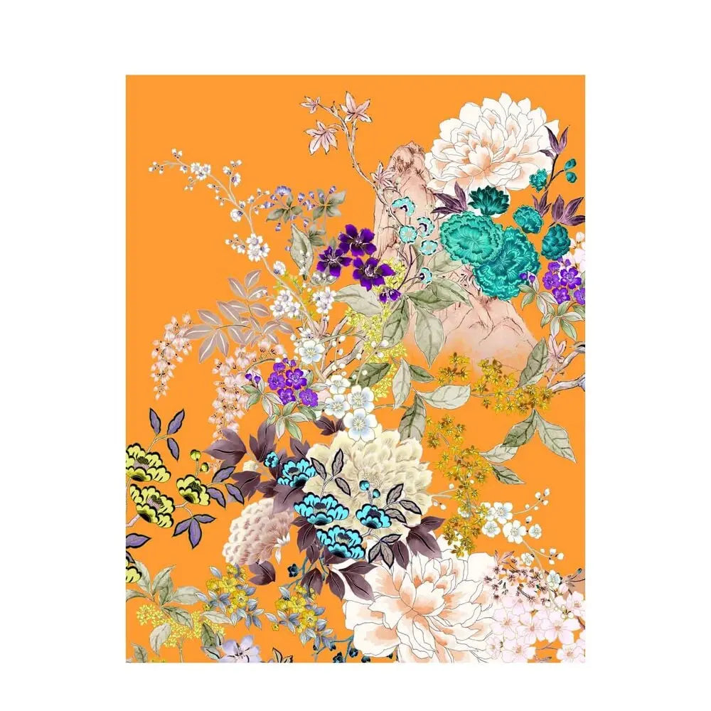 MENG Orange Silk Satin Short Kimono Kimonos 