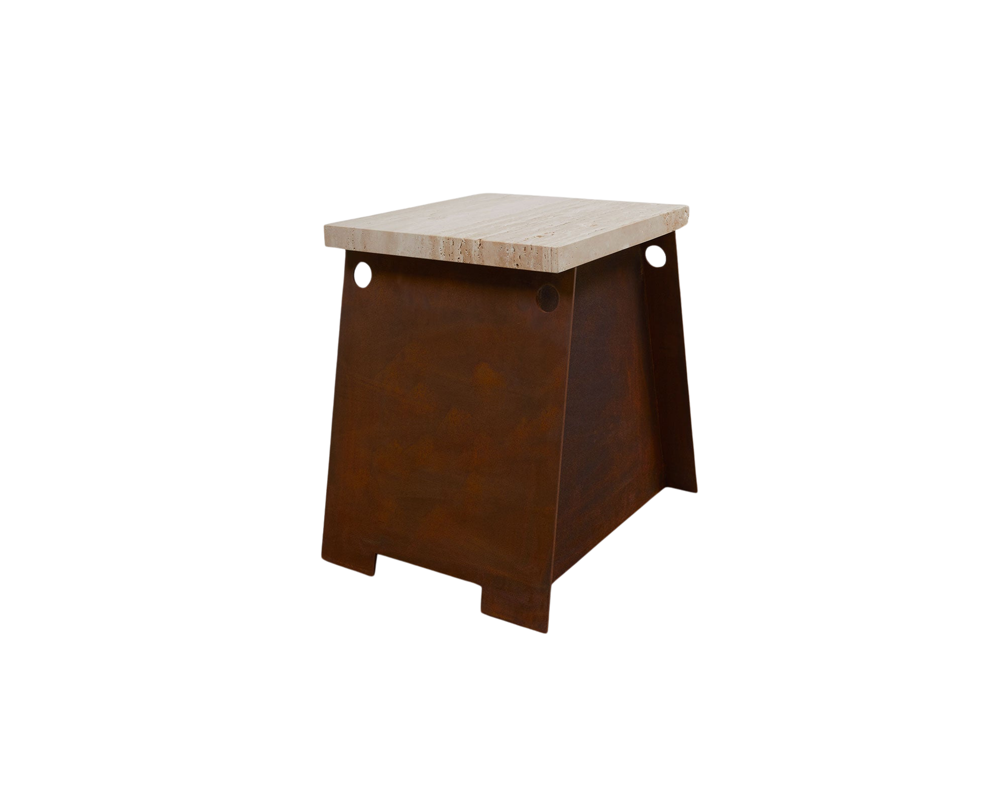 FRAMA - 64 Plinth | Corten Steel / Travertine