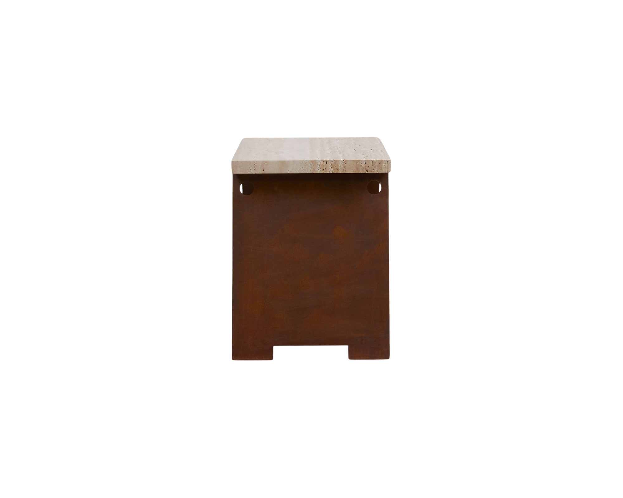FRAMA - 64 Plinth | Corten Steel / Travertine
