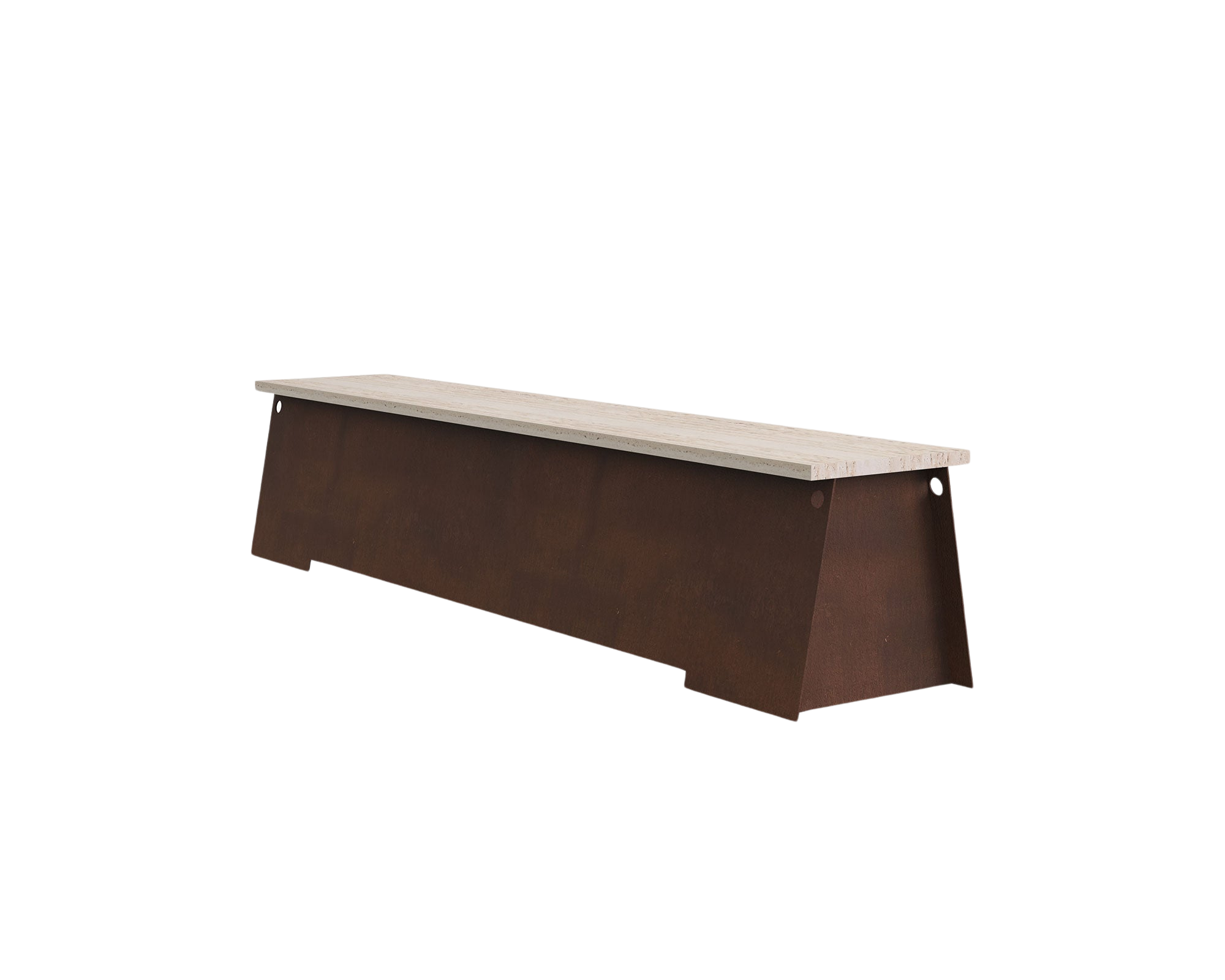FRAMA - 64 Bench | Corten Steel / Travertine FRAMA