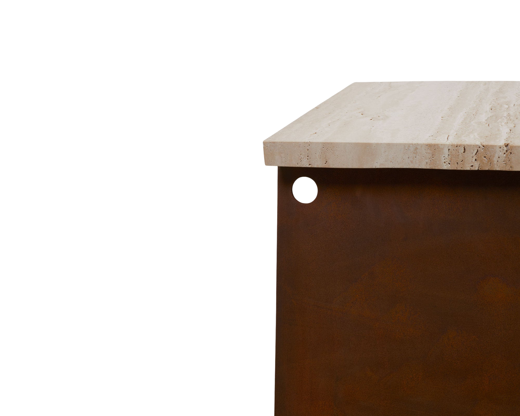 FRAMA - 64 Bench | Corten Steel / Travertine FRAMA