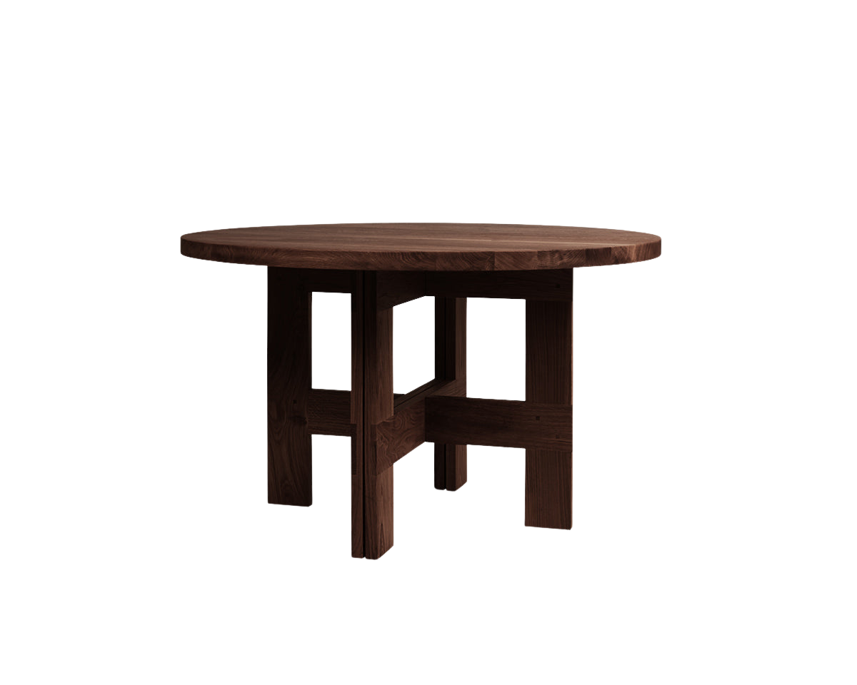 FRAMA - Farmhouse Trestle Table | Dark Oak | 140 Ø Round Frama