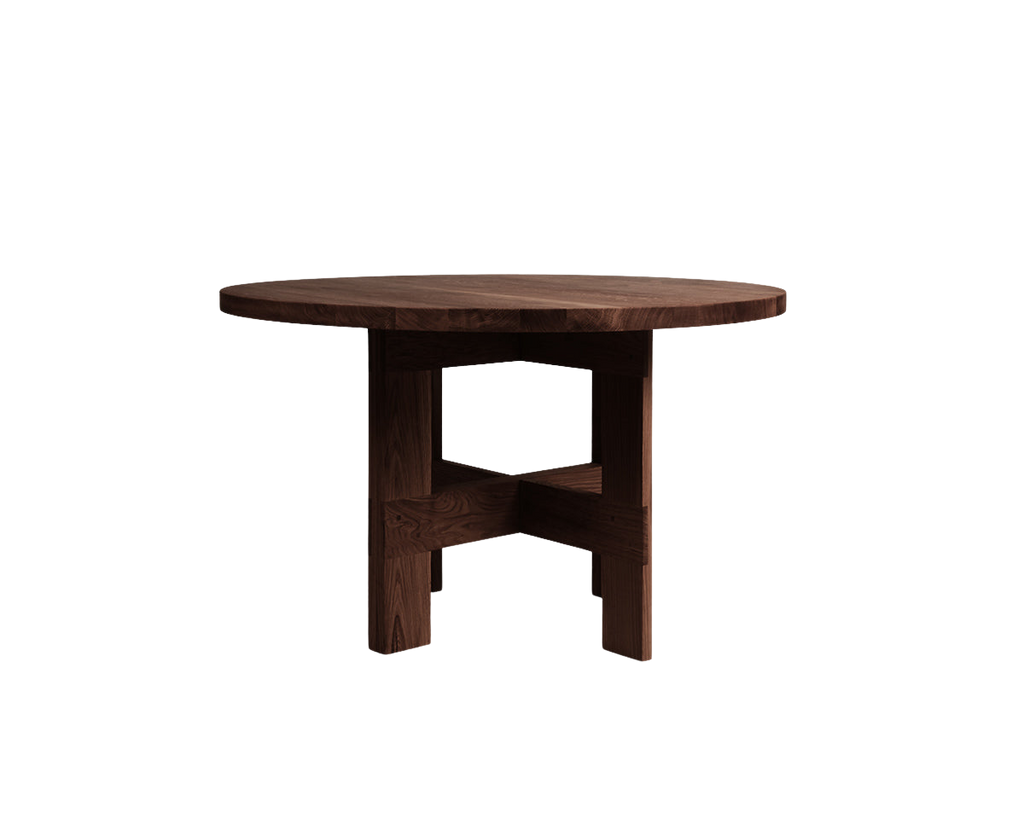 FRAMA - Farmhouse Trestle Table | Dark Oak | 120 Ø Round