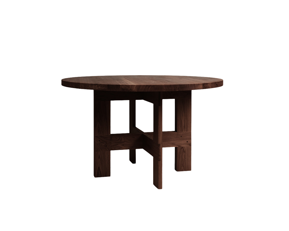 FRAMA - Farmhouse Trestle Table | Dark Oak | 120 Ø Round Frama