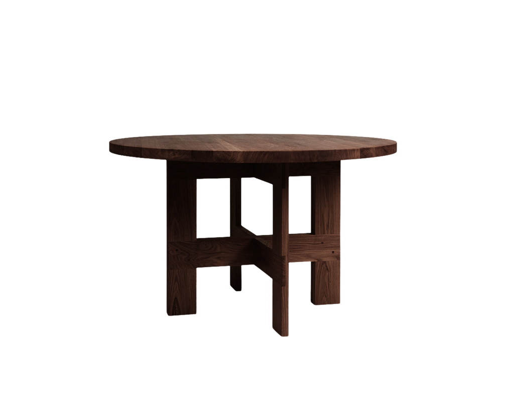 FRAMA - Farmhouse Trestle Table | Dark Oak | 120 Ø Round Frama